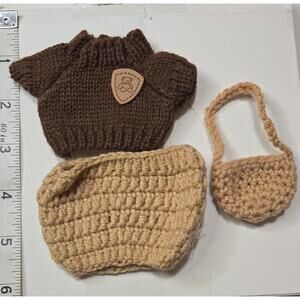 Doll Clothes Set – Mini Sweater, Skirt, Bag, Outfit & Shoes – Fits Smal